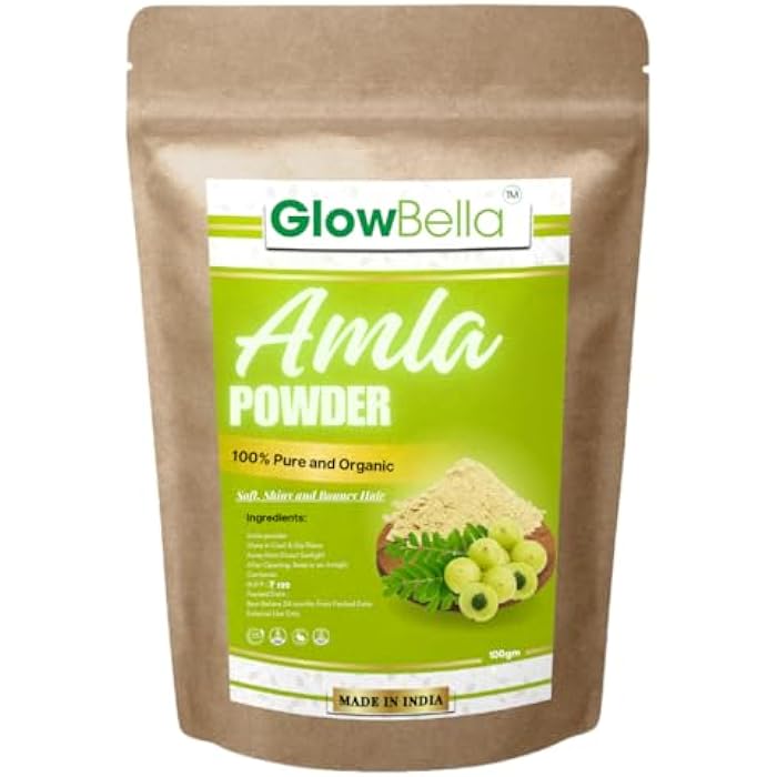 Glow Bella Organic Amla Powder For Hair Growth| Ideal For Hair, Skin| - 100 Gram - Image 1